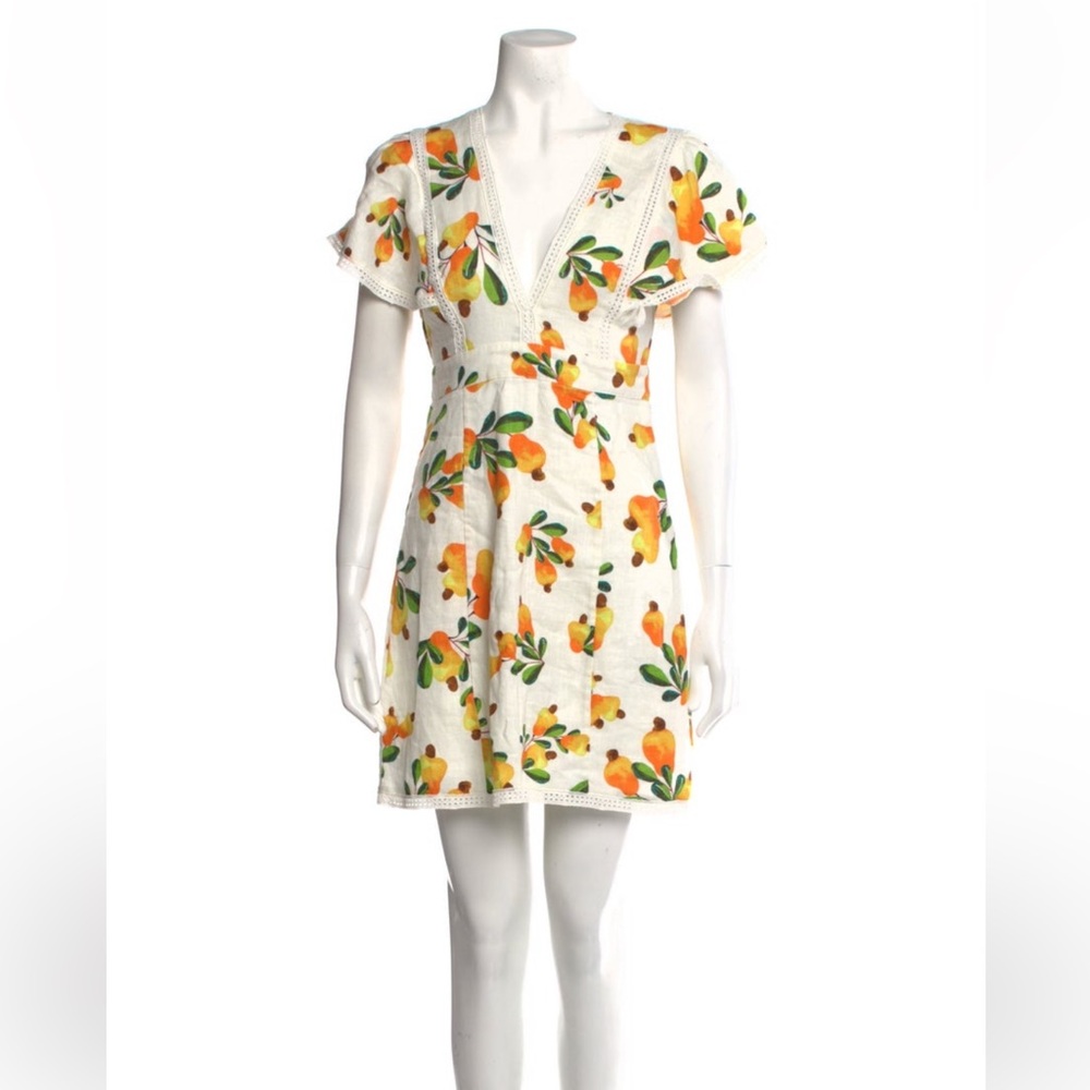FARM Rio White and Orange Floral Mini Dress